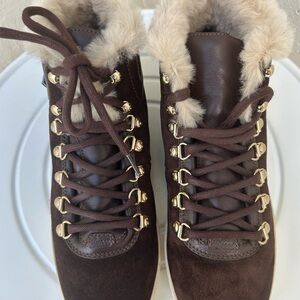 Gucci Brown Suede And Fur High Top Sneaker Size 37